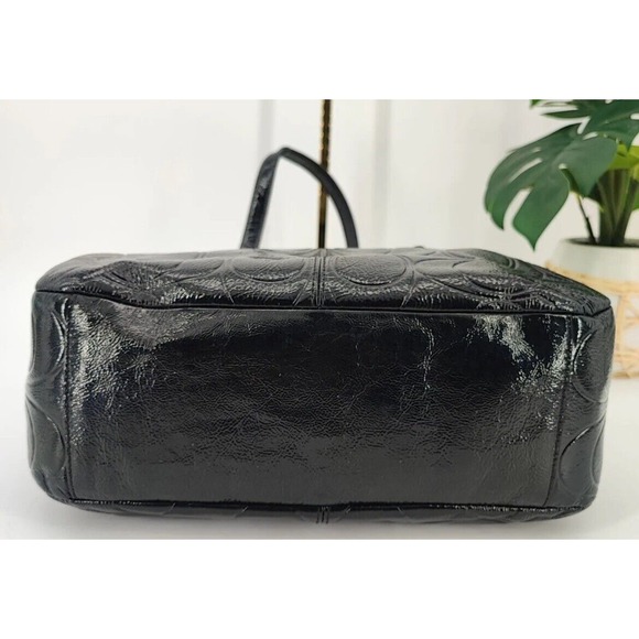 COACH Gallery Embossed Black Patent Leather Medium Tote Bag F19462 Fast Ship - Picture 6 of 15